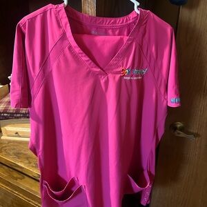 Med Couture Hot Pink V-Neck Scrub Top